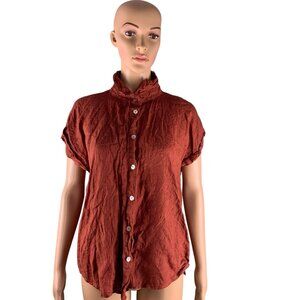 Meo Meli 100% Linen Shirt Top Women's One Size Italy Short Sleeve